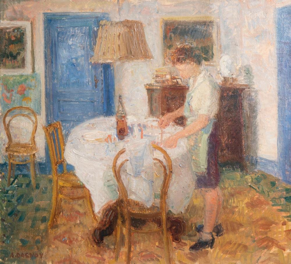 Albert Dasnoy comparable auction result: albert dasnoy 1901 1992 the evening ritual oil on canvas