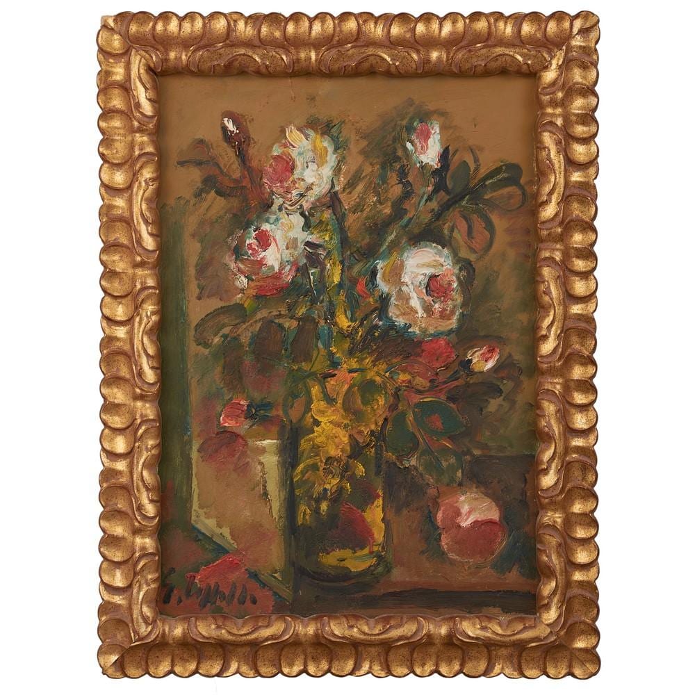 Emanuele Cappello comparable auction result: emanuele cappello vittoria rg 1936 olio su tela vaso con fiori firmato in basso a sinistra e controfirmato sul retro