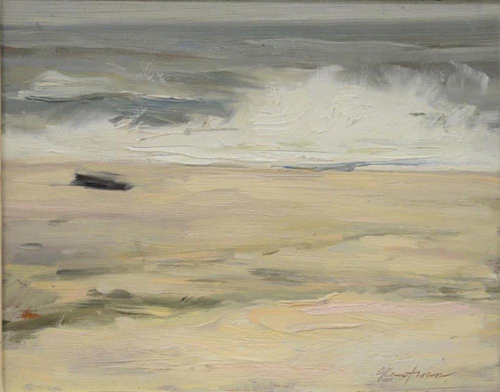 Stuart Kaufman comparable auction result: stuart kaufman 1926 2008 wild surf at westhamptonoil on panelsigned kaufman lower rightdavid galleries new york city label v