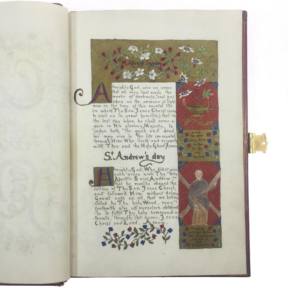 Auction comp thumbnail for Mid 1800s Illuminated Catholic Missal [Manuscript Book] Clasped Fine Binding Many Miniature Paintings Illuminated Initials (Britannic Auctions, Lot 164)