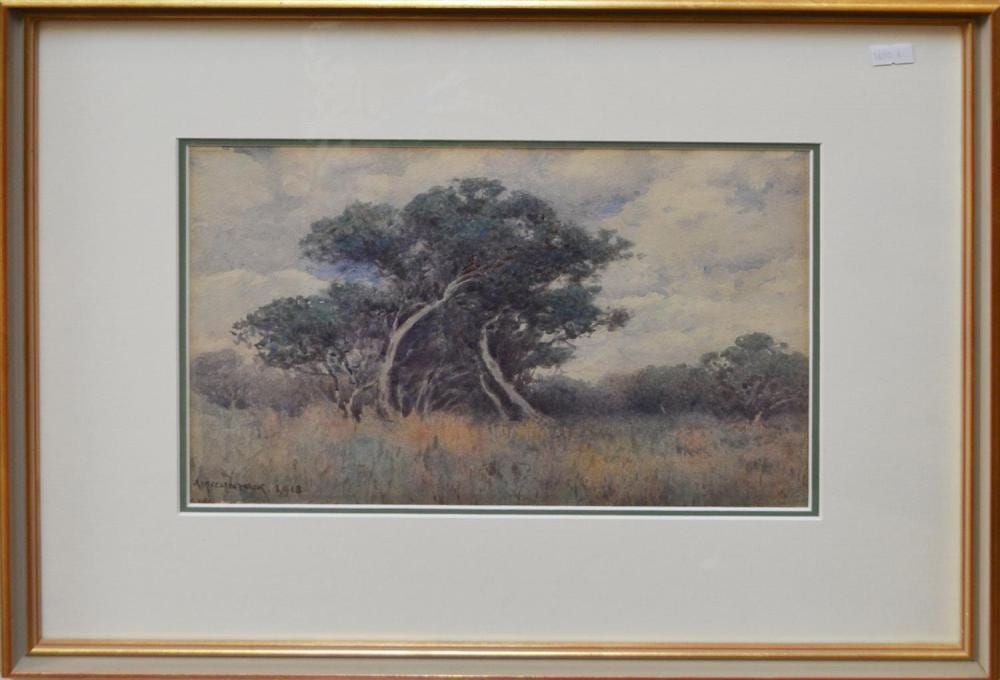 Alexander McClintock comparable auction result: alexander mcclintock treescape 1913 watercolour 23 5 x 32 5cm framed 44 x 52cm condition good condition consistent with age