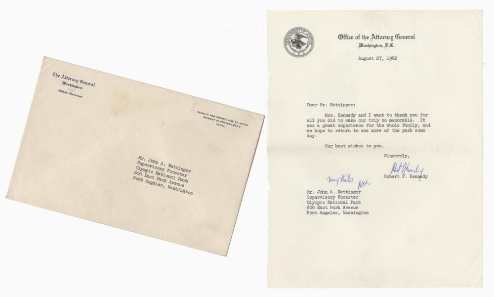 robert kennedy signed letter re visit to olympic national park · University Archives · 2021-01-06 Robert Kennedy comparable auction result: robert kennedy signed letter re visit to olympic national park