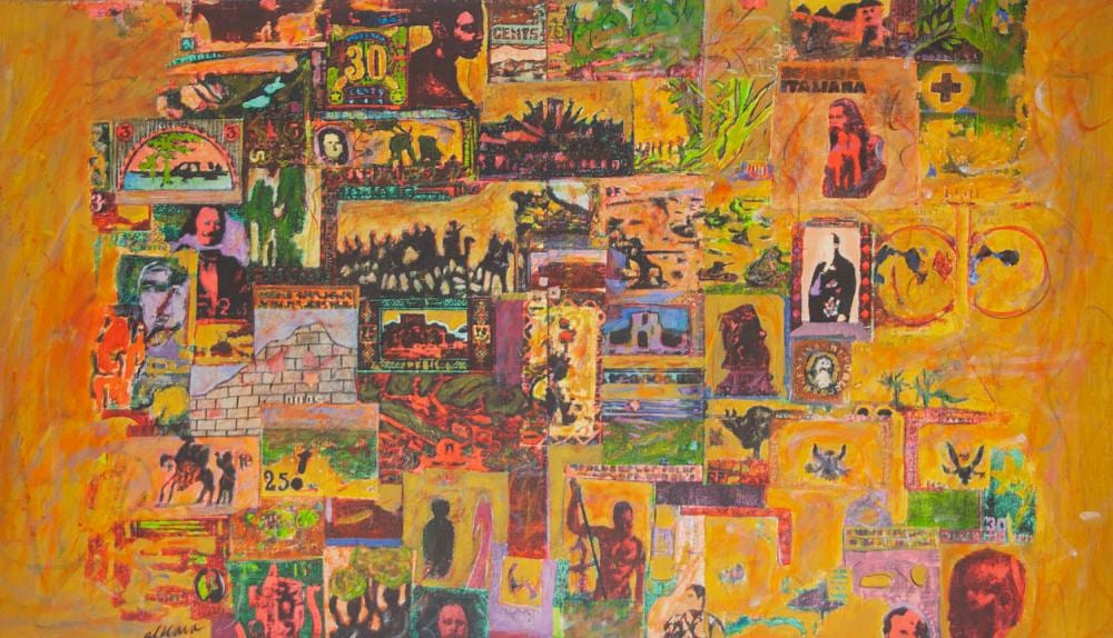 Ovadia Alkara comparable auction result: ovadia alkara b 1939 from the stamp series oil on canvas 2001