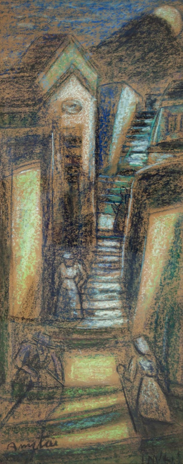 isaac amitai 1908 1984 figures in safed pastel on paper · Pasarel · 2020-12-29 Isaac Amitai comparable auction result: isaac amitai 1908 1984 figures in safed pastel on paper