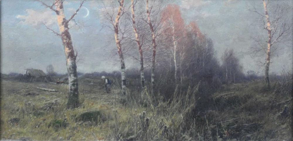 Roman Kochanowski comparable auction result: roman kochanowski 1856 1945 woman collecting wood