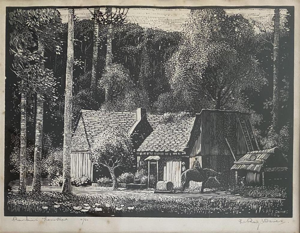 lewis roy davies 1897 1979 rankins homestead woodblock ed 11 50 · Theodore Bruce Auctioneers & Valuers · 2021-01-30 Roy Davies comparable auction result: lewis roy davies 1897 1979 rankins homestead woodblock ed 11 50