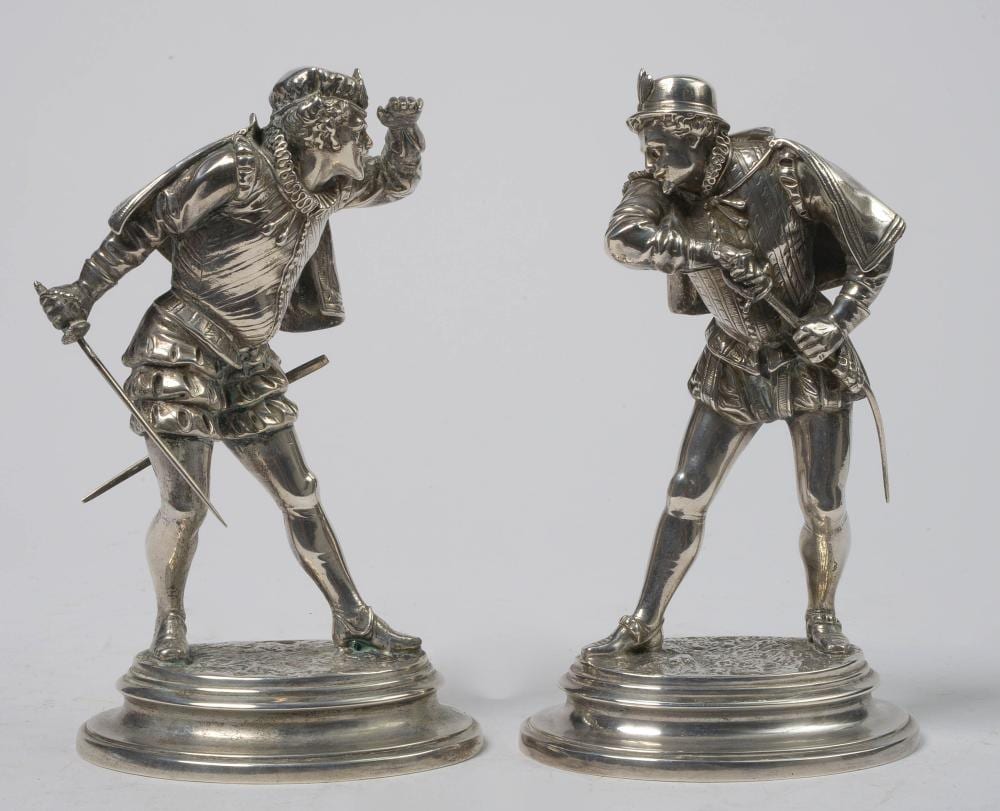 Émile (1841) Guillemin comparable auction result: paire de duellistes de la renaissance en argent 950 1000 me au poin on fr