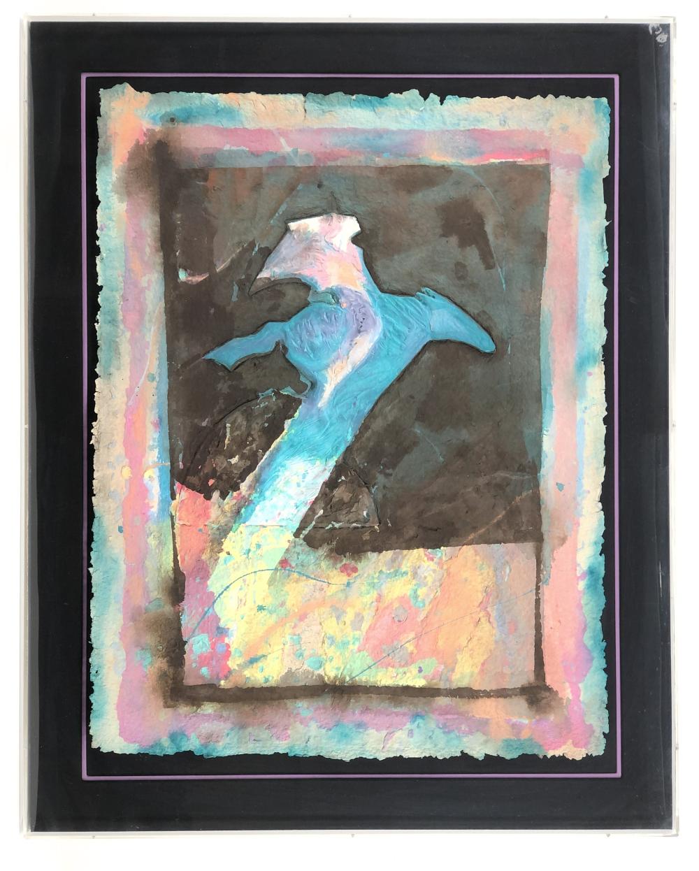 VELOY VIGIL NATIVE AMERICAN WATERCOLOR ON PAPER PULP sold by Bradford's, lot 1014 — auction record photograph