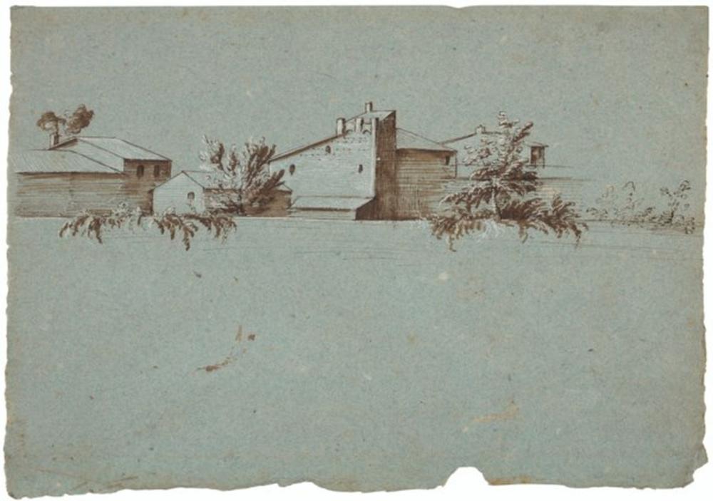 Gherardo Cibo comparable auction result: gherardo cibo genoa 1512 1600 arcevia houses and trees seen above a wall