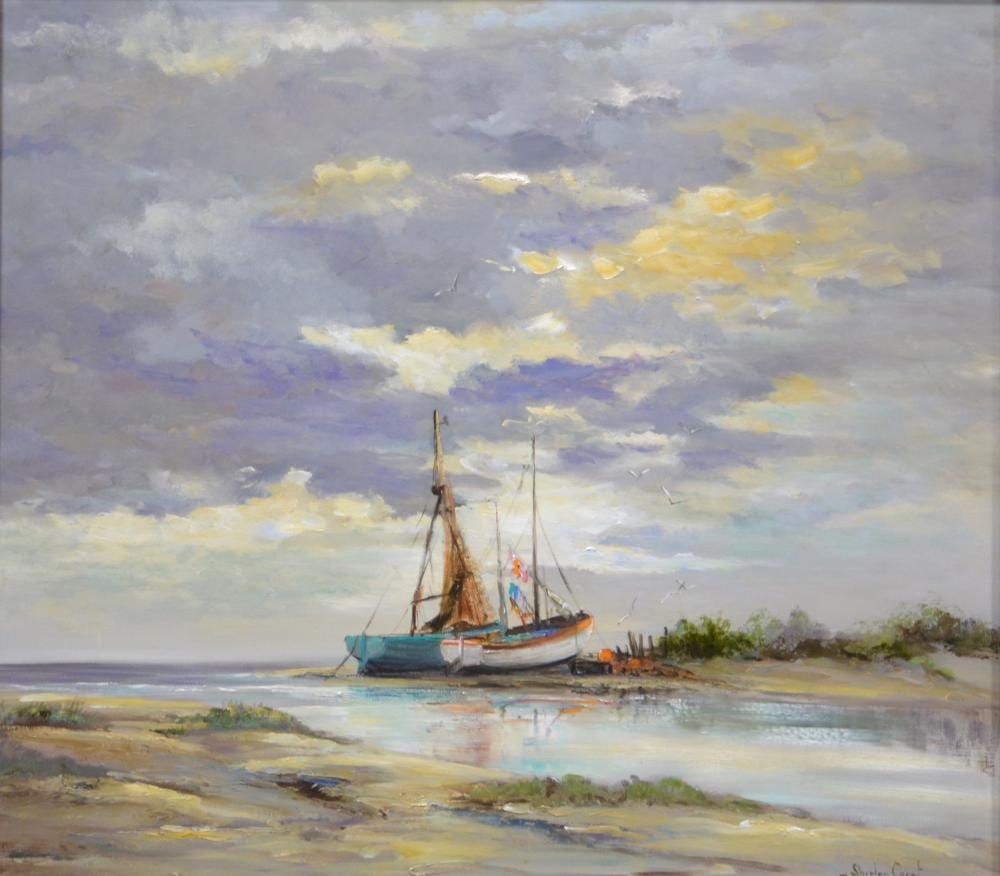 Shirley Carnt comparable auction result: shirley carnt thornham harbour oil