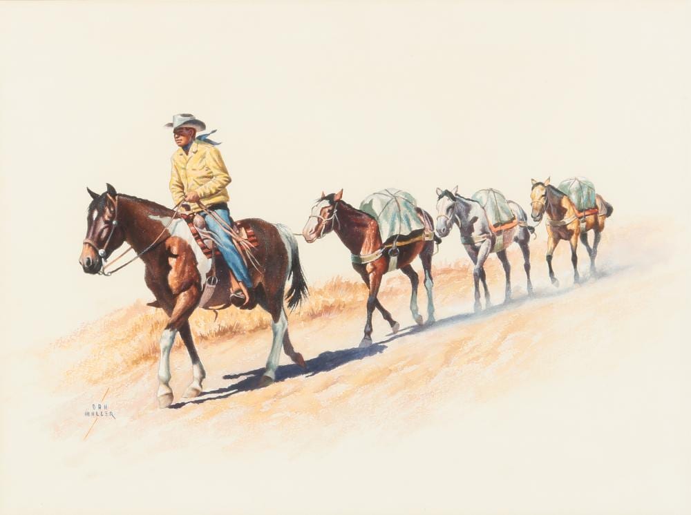 dan muller american 1889 1977 with all i own watercolor on paper 16 1 2 x 22 1 2in 42 x 75cm · Andrew Jones Auctions · 2021-01-12 Dan Muller comparable auction result: dan muller american 1889 1977 with all i own watercolor on paper 16 1 2 x 22 1 2in 42 x 75cm
