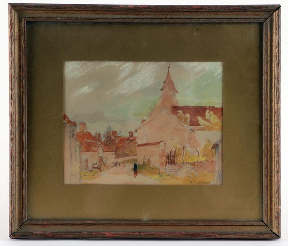 Fred W. Weber comparable auction result: fred w weber bavarian village watercolor 1910