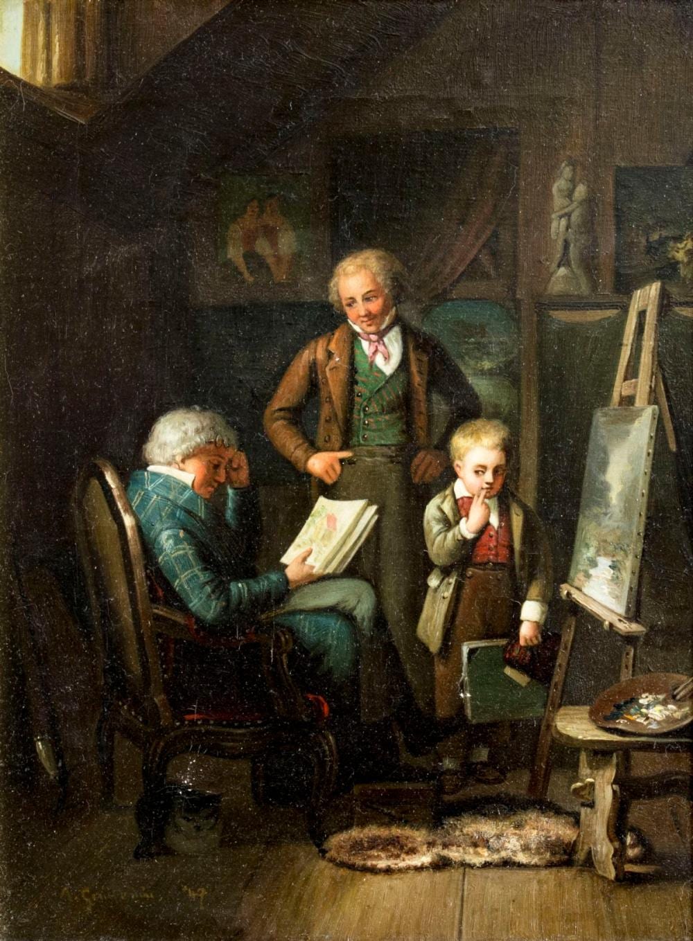 Alexandre Marie Guillemin comparable auction result: alexandre guillemin france 1817 1880 oil painting antique