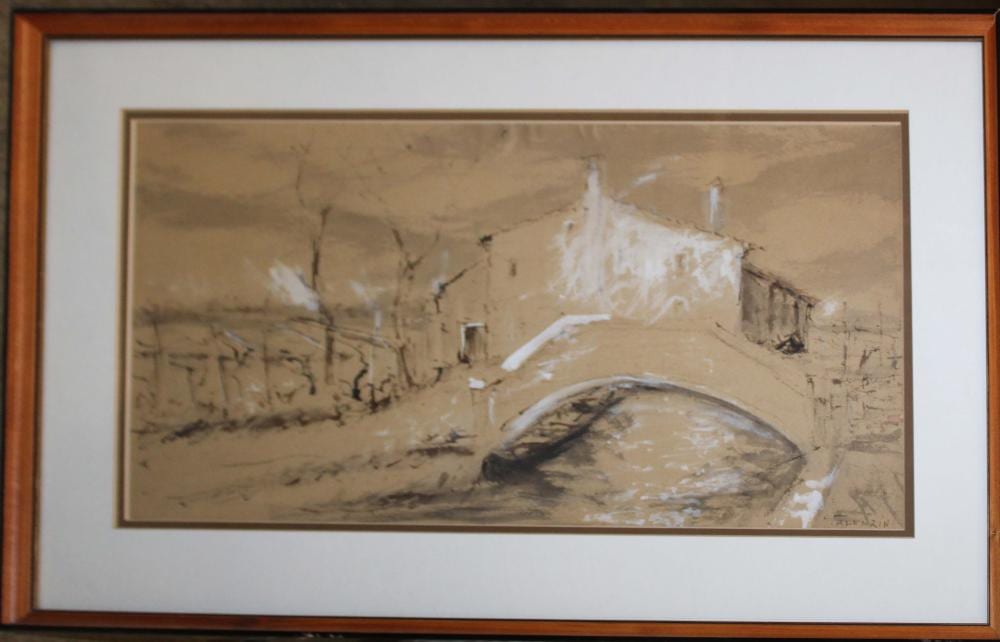 Giorgio Valenzin comparable auction result: giorgio valenzin it 1901 1978 canal with bridge