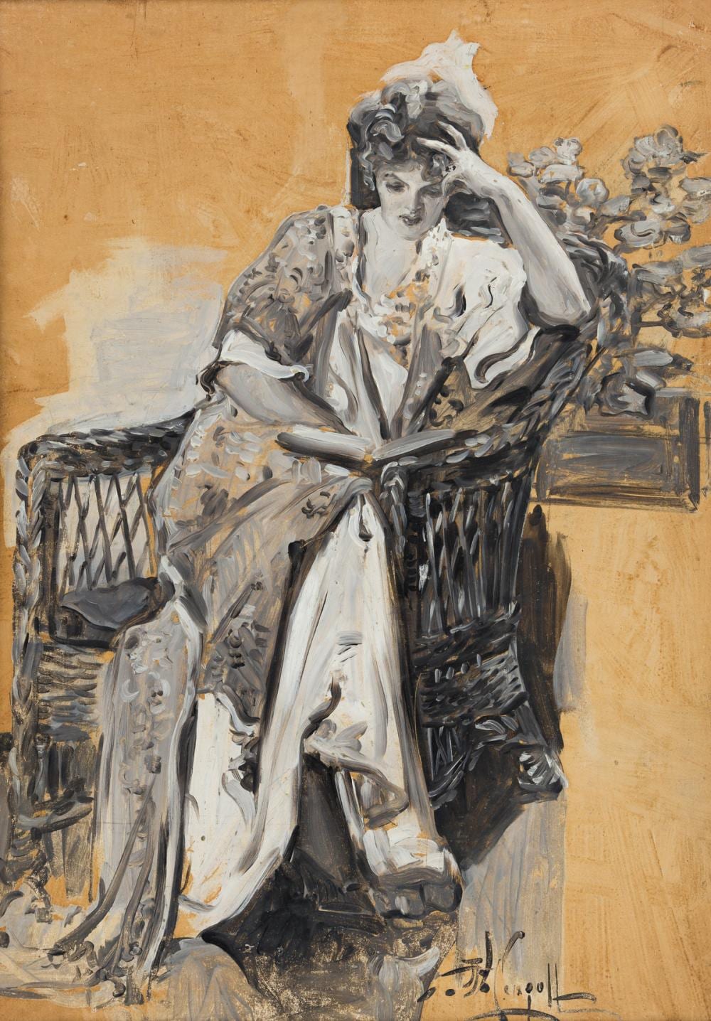 albert beck wenzell 1864 1917 geraldine was sitting there calmly reading in the moment of her deadliest disdain · Swann Auction Galleries · 2021-01-28 Albert Beck Wenzell comparable auction result: albert beck wenzell 1864 1917 geraldine was sitting there calmly reading in the moment of her deadliest disdain