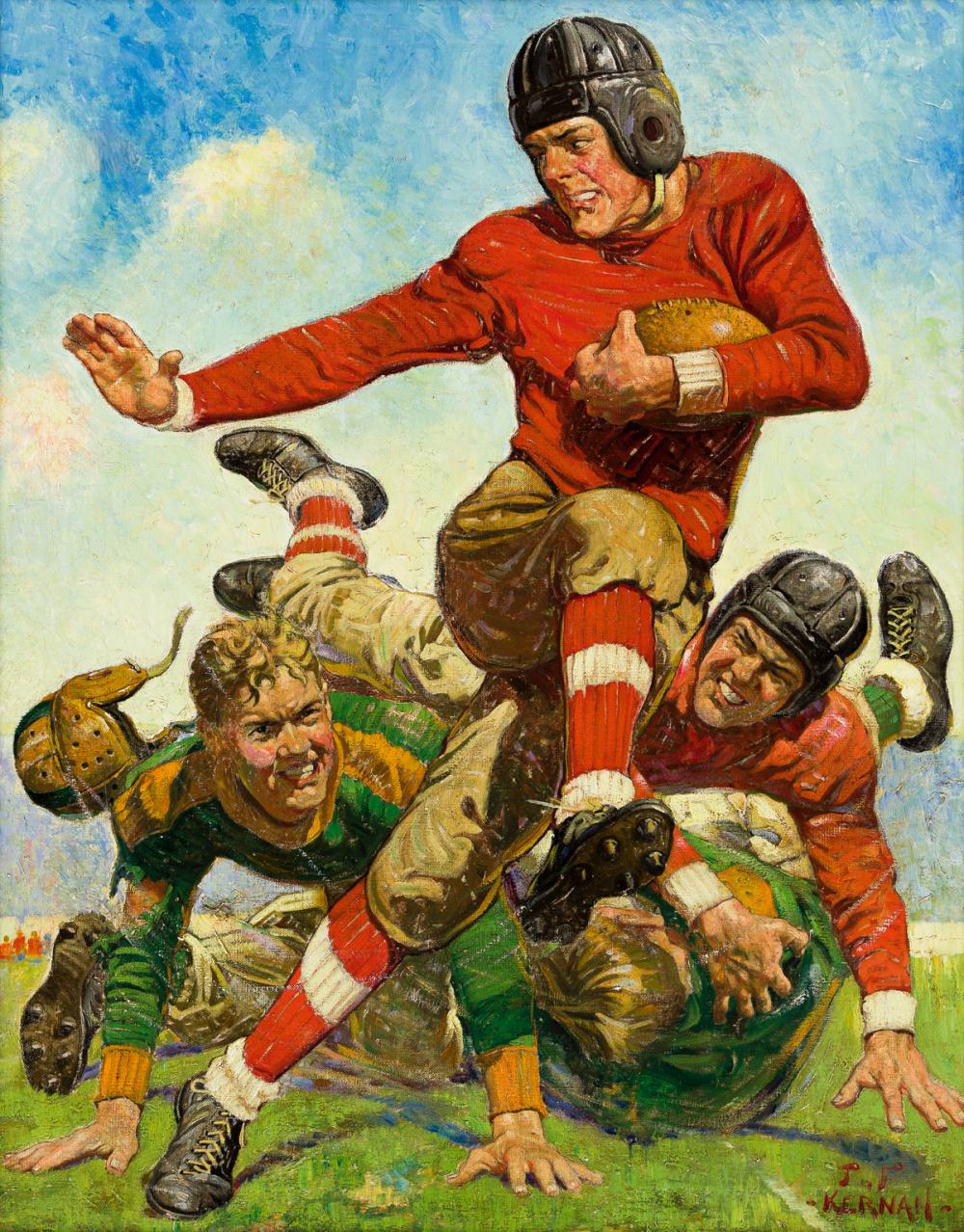 Joseph Kernan comparable auction result: joseph f kernan 1878 1958 college football saturday evening post cover art heisman