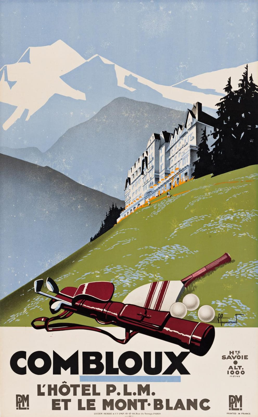 Pierre Commarmond comparable auction result: pierre commarmond 1897 1983 combloux l h tel p l m et le mont blanc golf posters france