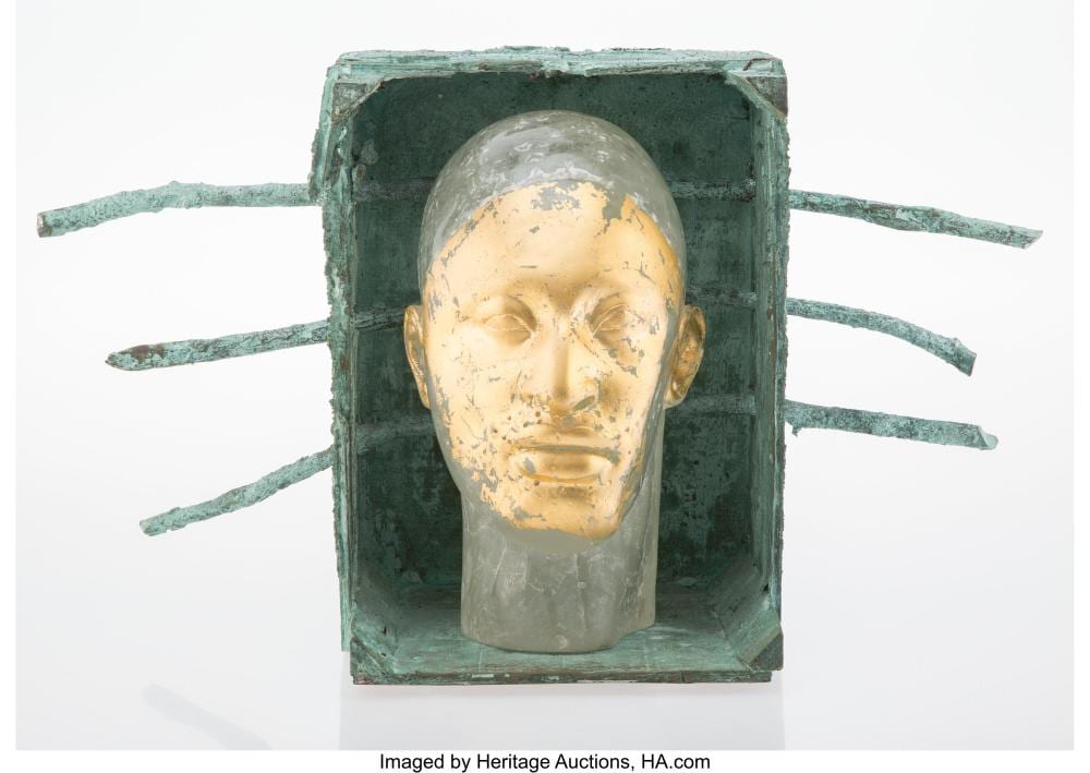Clifford Rainey comparable auction result: clifford rainey british b 1948 walking on fish liberty circa 1990 glass br