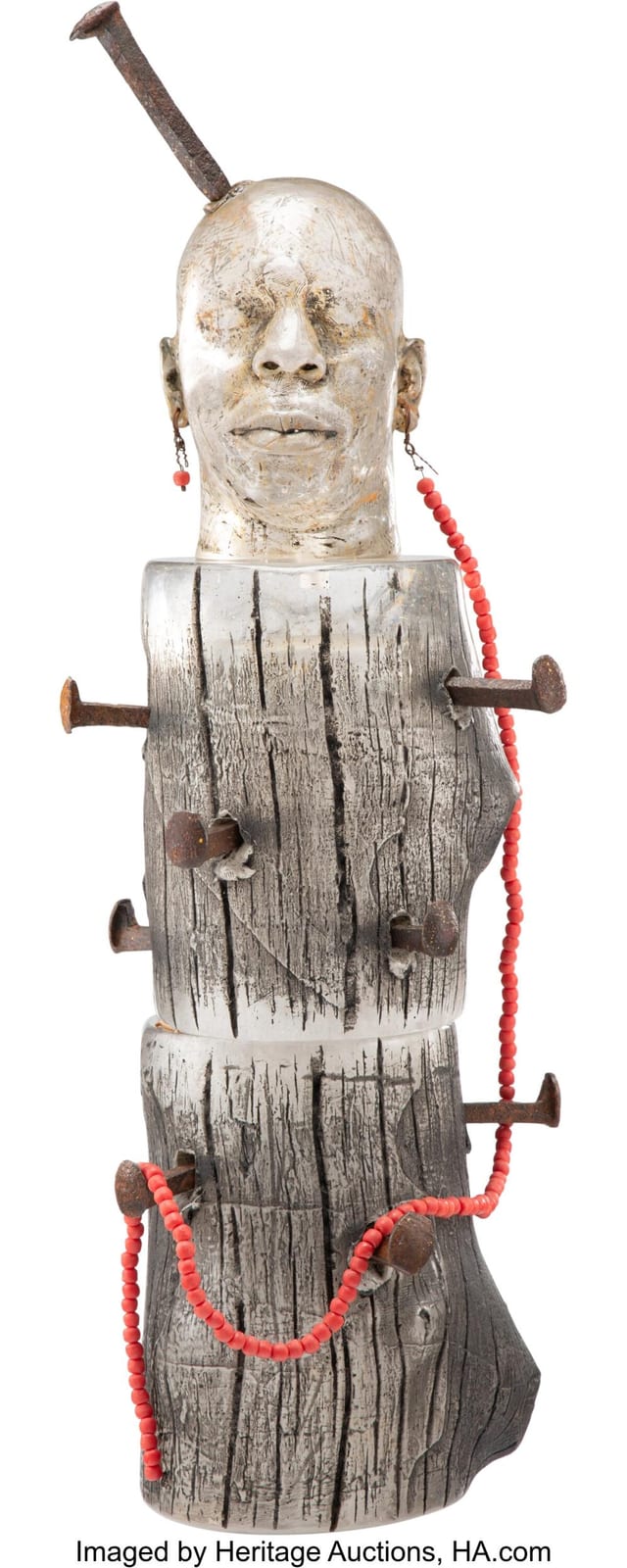 Clifford Rainey comparable auction result: clifford rainey british b 1948 things fall apart sore head 2015 glass metal 40 x 13 inc