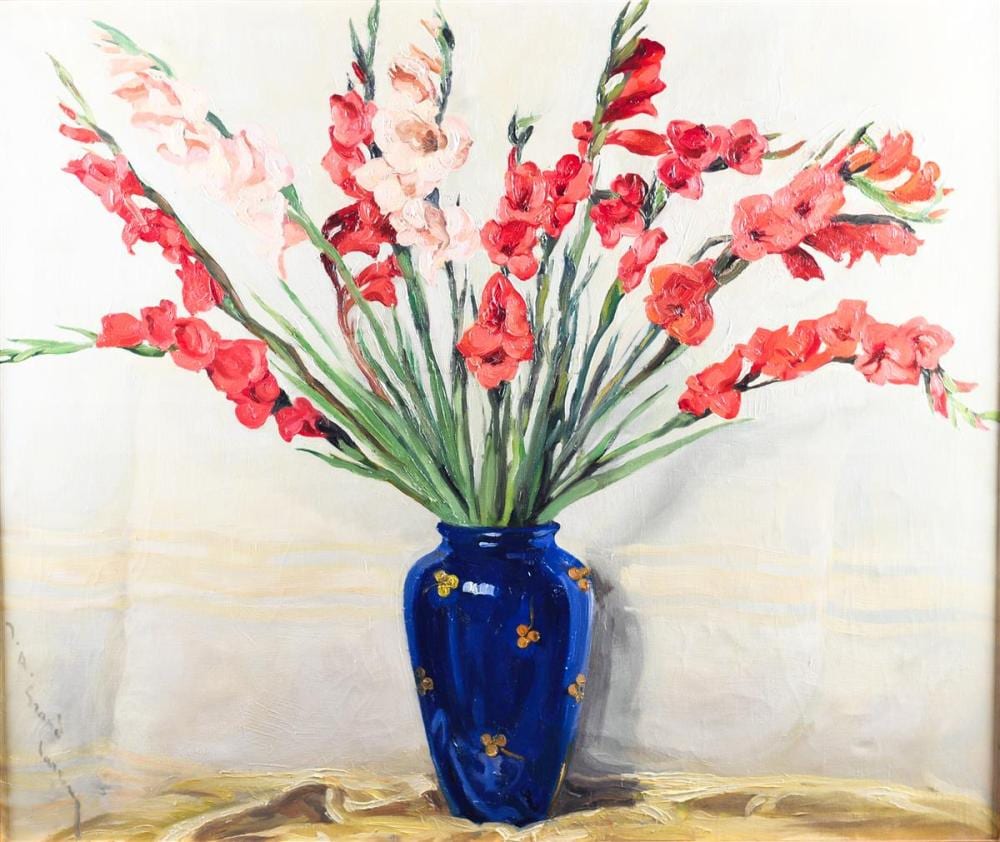 Jean Albert Grand-Carteret comparable auction result: jean albert grand carteret french 1903 1954 still life of gladiolas oil on canvas 39 x 46 1 2 in