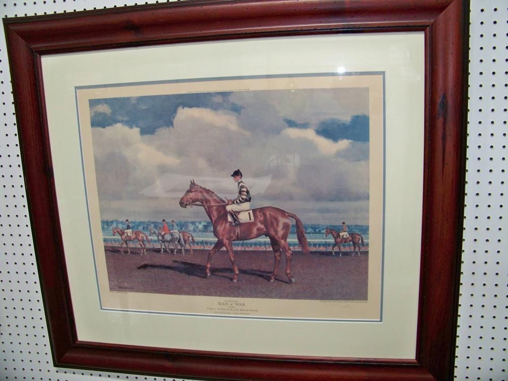 Milton Talbot Menasco comparable auction result: large framed man o war with jockey print