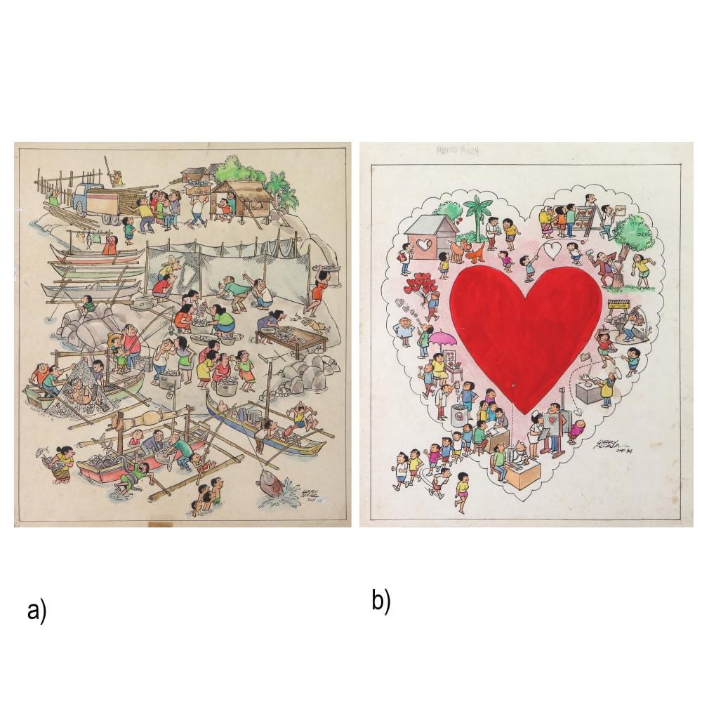 Larry Alcala comparable auction result: larry alcala 1926 2002 a at a fishing village b pusong pinoy