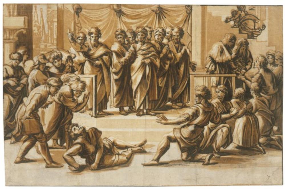 Ugo da Carpi comparable auction result: ugo da carpi active 1502 32 after agostino veneziano 1490 1540 after raphael 1483 1520 death of ananias