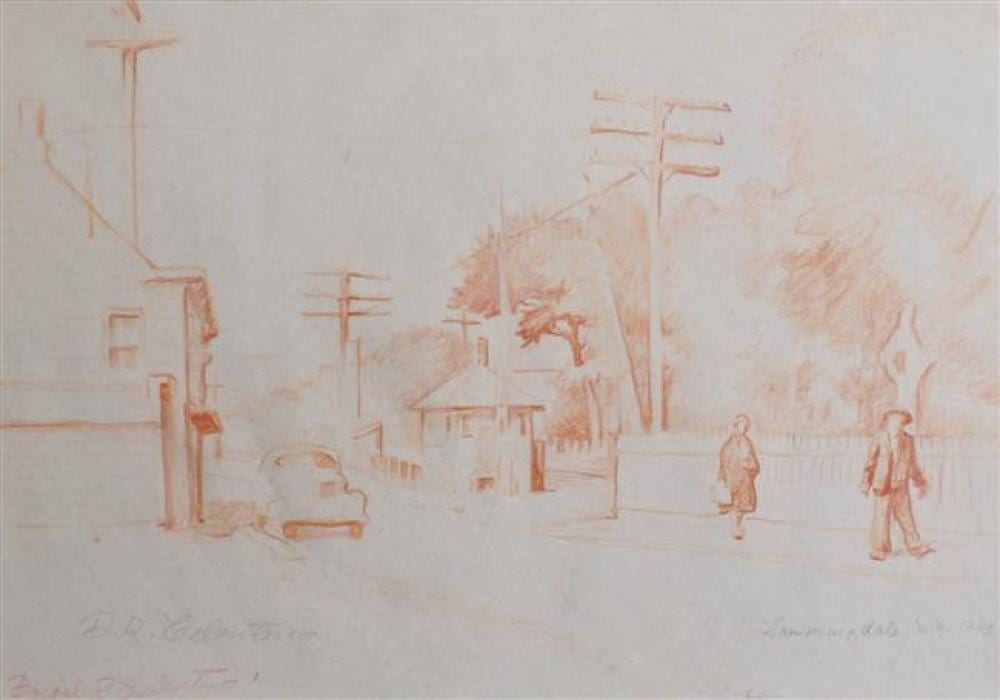 Daniel Ralph Celentano comparable auction result: daniel ralph celentano american 1902 1980 farmingdale ny sepia crayon on paper frame 15 x 19 in