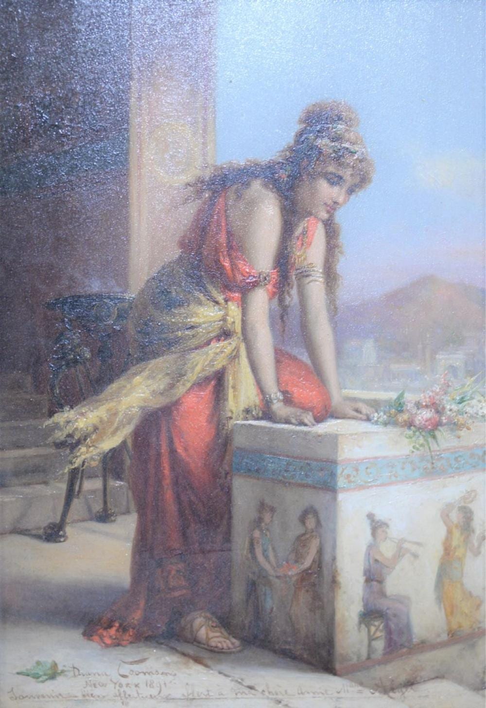 Diana Coomans comparable auction result: diana coomans belgian 1861 1952 mediterranean maiden 1891oil on panelsigned dated and inscribed along the lower edge dian