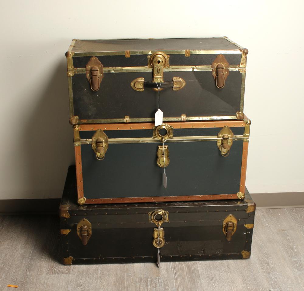 3 VINTAGE STEAMER TRUNKS sold by Converse Auctions, lot 204 — auction record photograph