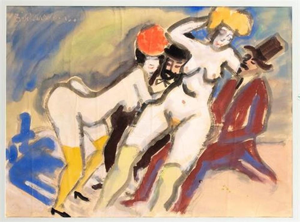 Erik Larsen comparable auction result: erik larsen 1902 1975 danish expressionist in brothel two men w t
