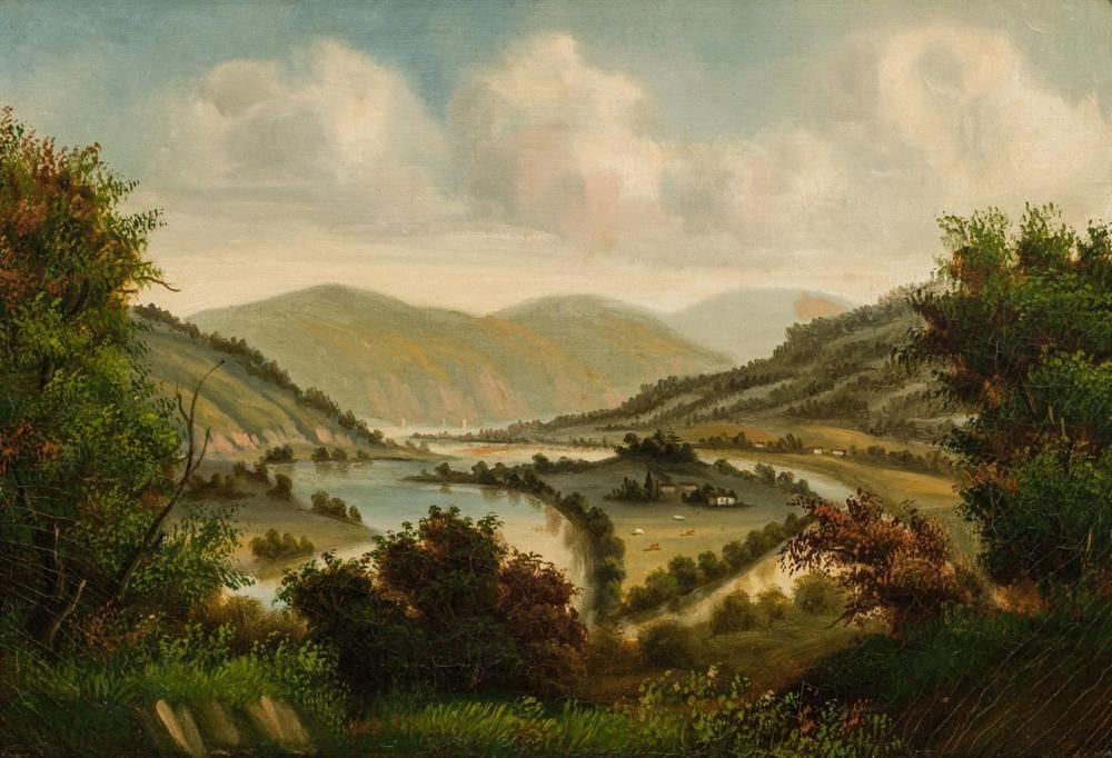 William Guy Wall comparable auction result: william guy wall attributed american irish 1792 1864 farm in the valley troy new york oil on canvas unsigned inscribed t