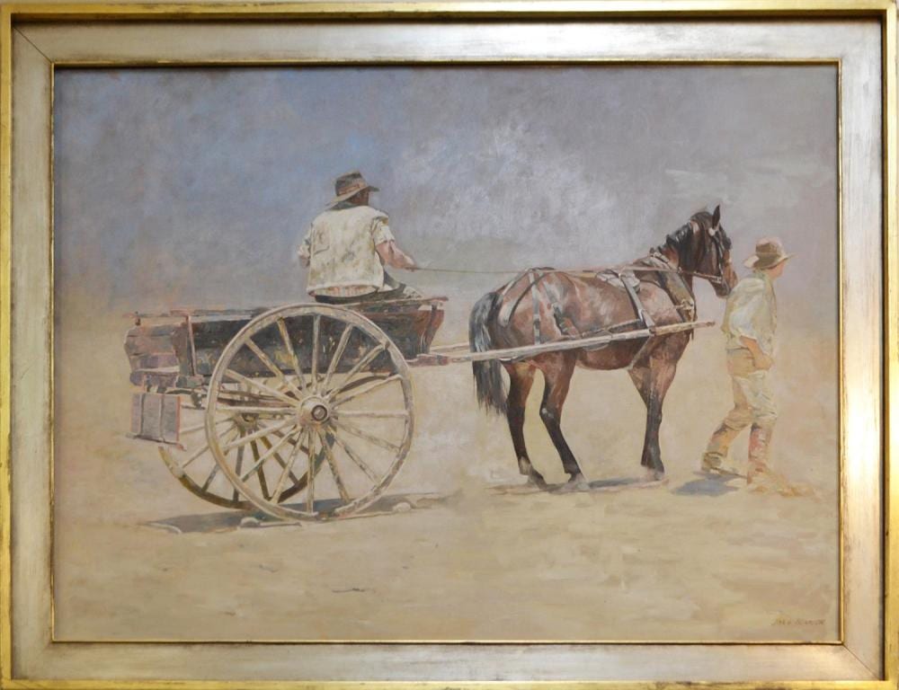John Lennox comparable auction result: john lennox drovers 1971 oil on canvas 83 x 111 frame size 98 x 127cm leonard joel delivery size large