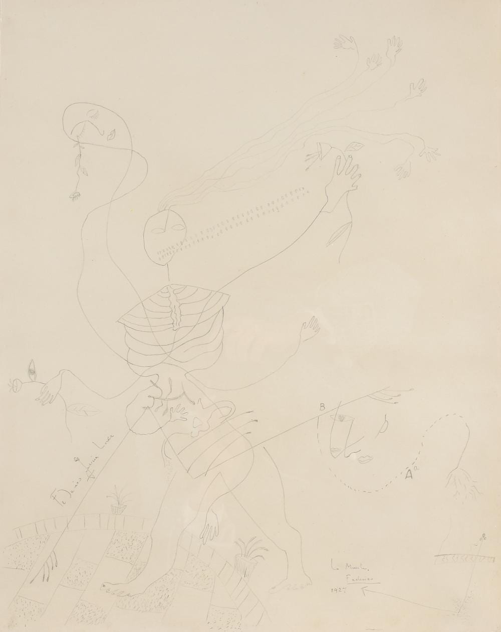 Federico García Lorca comparable auction result: federico garc a lorca spanish 1898 1936 a drawing la muerte federico 1927