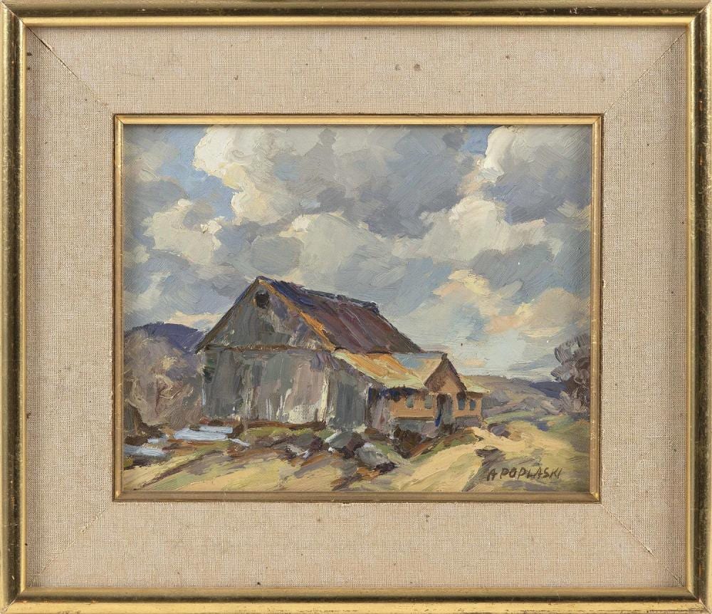 Alex Poplaski comparable auction result: alex poplaski connecticut russia 1906 1988 landscape with house oil on canvas board 8 x 10 framed 12 5 x 14 5