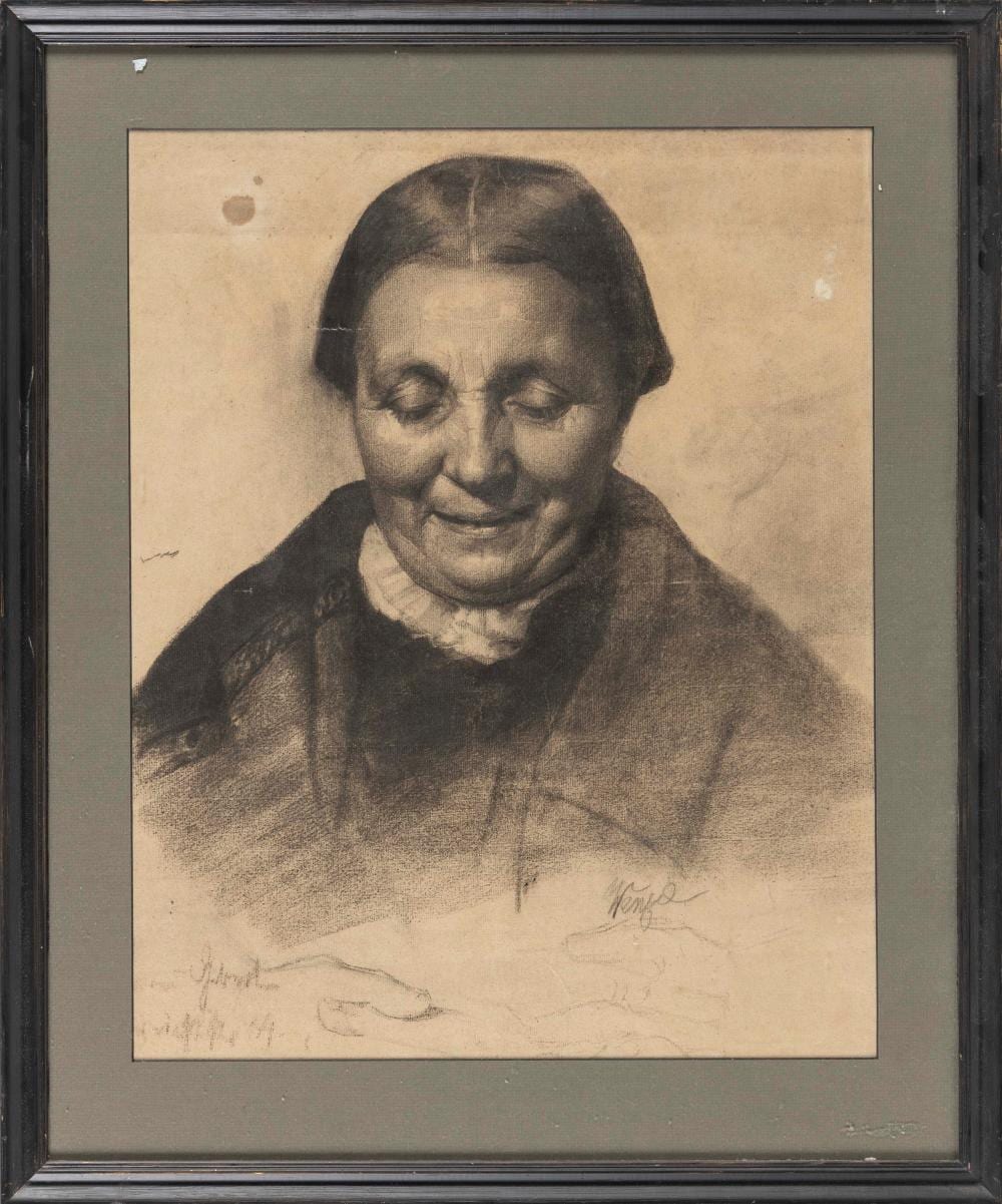 Theodore Wendel comparable auction result: theodore wendel massachusetts 1859 1932 portrait of an elderly woman charcoal on paper 20 x 15 5 sight framed 26 x 21