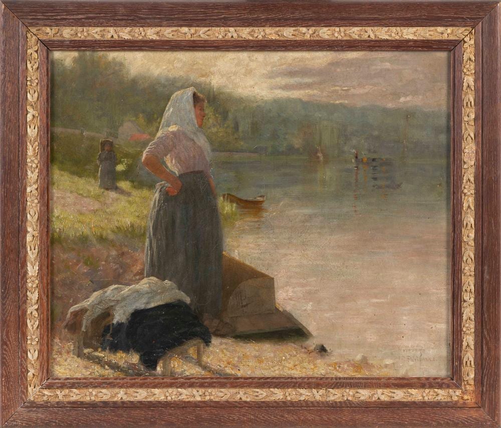 Joseph M. Kavanagh comparable auction result: joseph malachy kavanagh france 1856 1918 a woman by a lake oil on canvas rebacked on masonite 19 x 23 5 framed 25 x 29 5