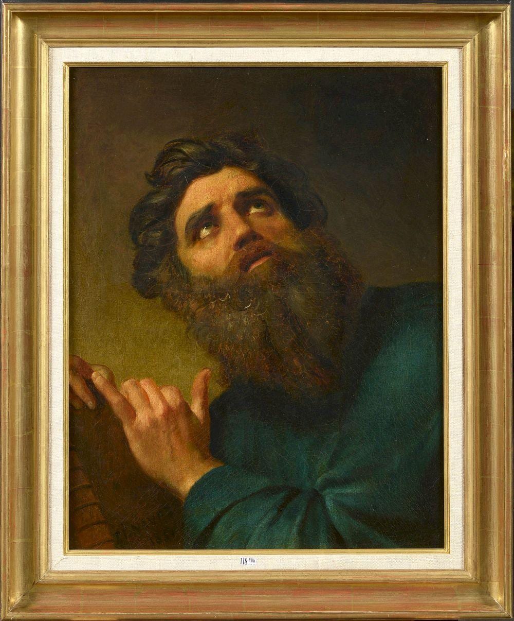 François Joseph Navez comparable auction result: huile sur toile maroufl e sur toile etude de saint paul pour le tableau de l assomption datant d