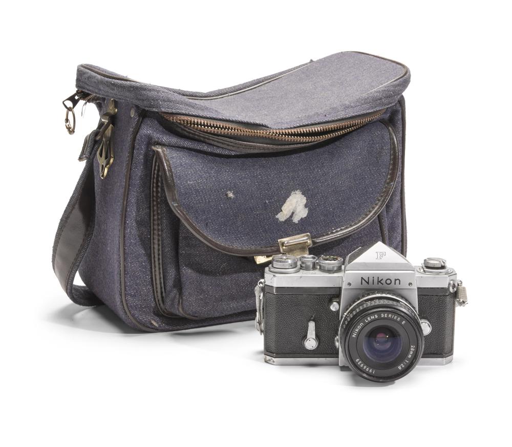 Ruth Orkin (1921-1985); Ruth Orkin's Nikon F camera (1955) and camera bag; sold by Bonhams, lot 54 — auction record photograph