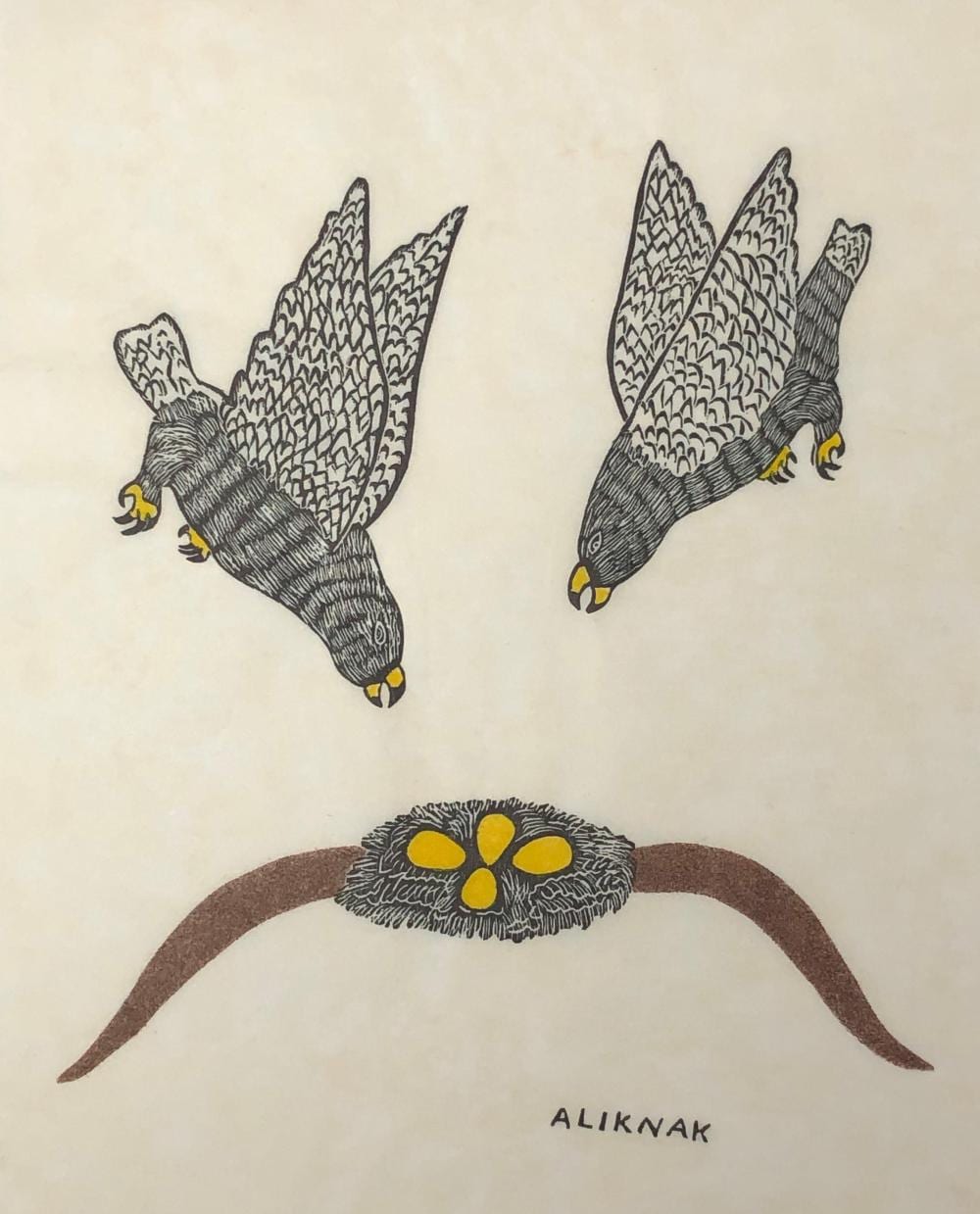 Peter Aliknak comparable auction result: peter aliknak ulukhaktok northwest territories b 1928 untitled stonecut print