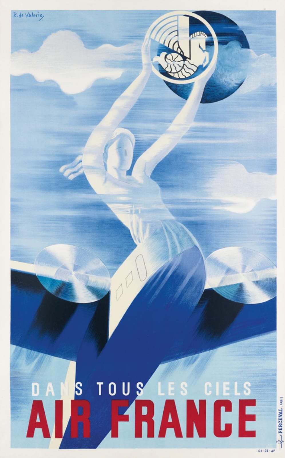 Roger de Valerio comparable auction result: roger de valerio 1896 1951 air france dans tous les ciels 1935 39x23 inches 99x59 cm perceval paris