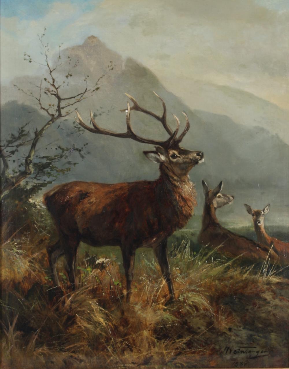 Anton Weinberger comparable auction result: anton weinberger 1843 1912 hirsch mit rehen 1886