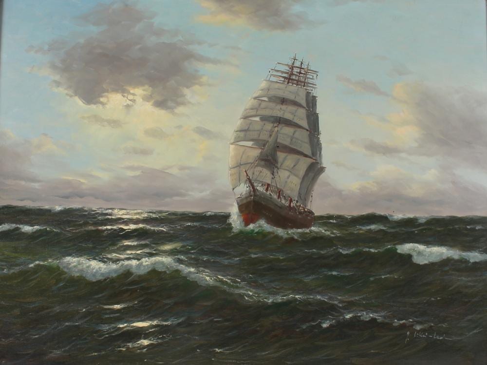 Gerhard Lukas-Larsen comparable auction result: gerhard lukas larsen 1911 1965 dreimaster auf hoher see bark on open sea