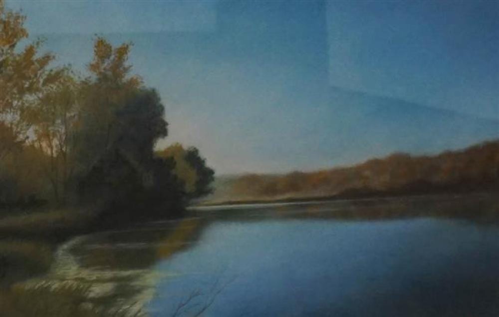 Scott Cameron comparable auction result: scott cameron american b 1946 sunrise on the marsh oil and pastel on paper framed 26 1 2 x 34 1 2 inches