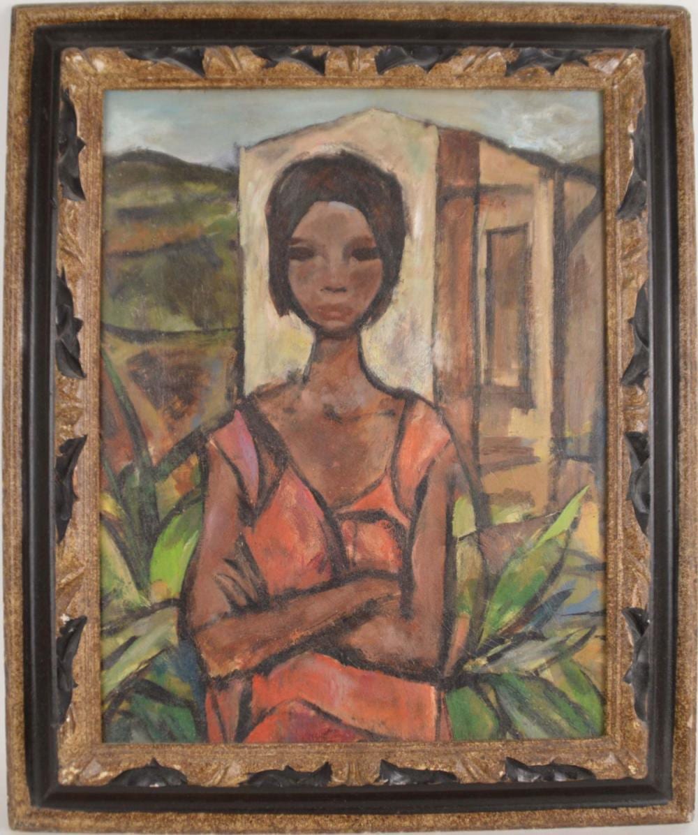 Anton Vorauer comparable auction result: anton vorauer 1905 1985 was active lived in north carolina austria oil on canvas board lady with arms folded canvas size 18 x 14 inches
