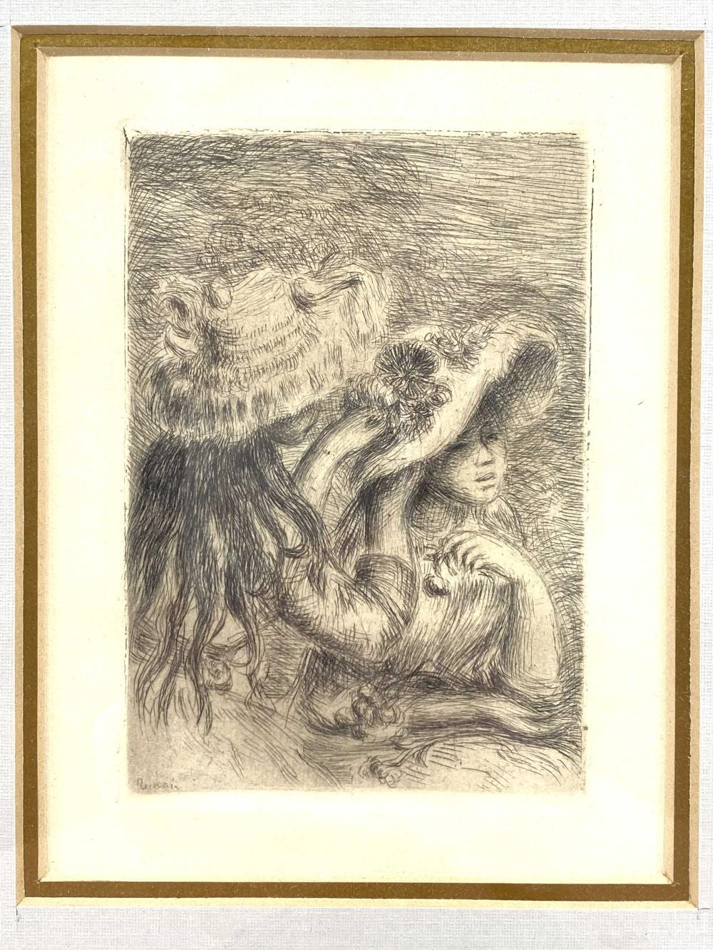 PIERRE-AUGUSTE RENOIR "LE CHAPEAU EPINGLE" ETCHING sold by Bradford's, lot 1004 — auction record photograph