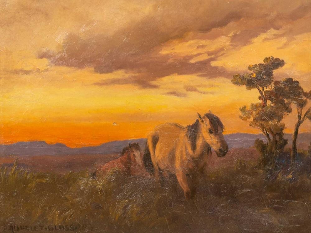 Allerley Glossop comparable auction result: allerley glossop sa 1870 1955 oil horses at sunset signed 30 x 36