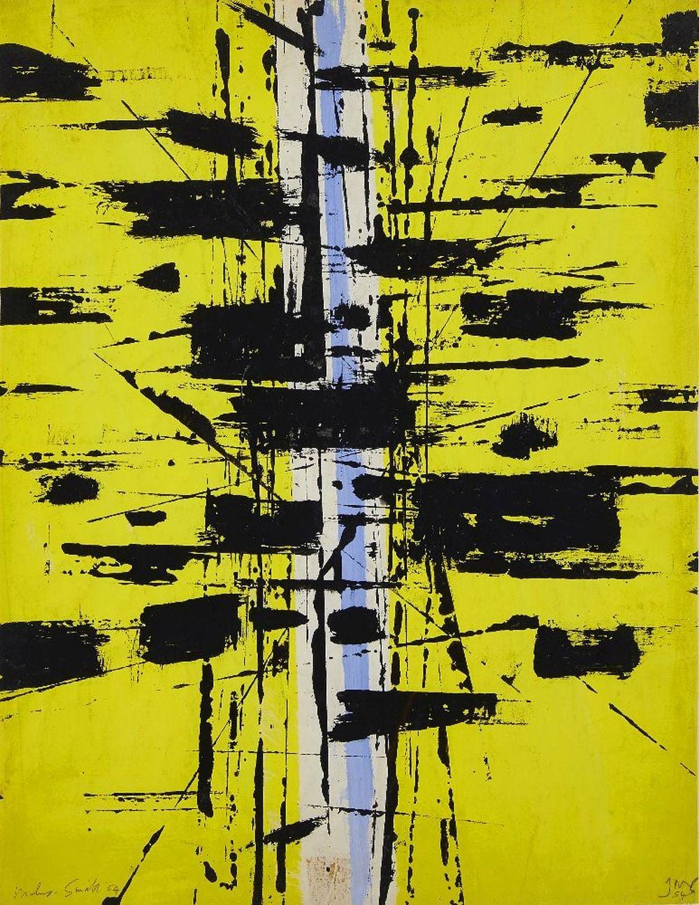 John Milnes-Smith comparable auction result: john milnes smith british 1912 1998 yellow composition 1954 ink and watercolour on paper sig