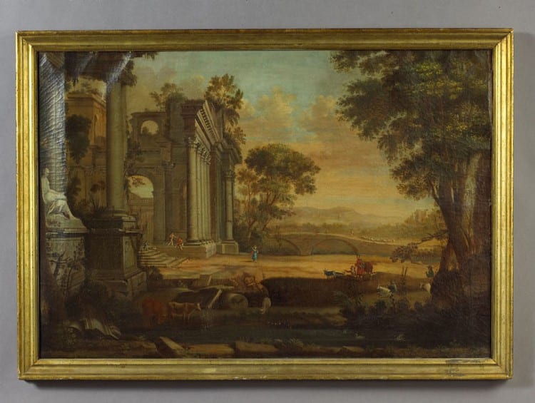 Arthur Armstrong comparable auction result: arthur armstrong american 1798 1851 classical landscape with figures and ruins