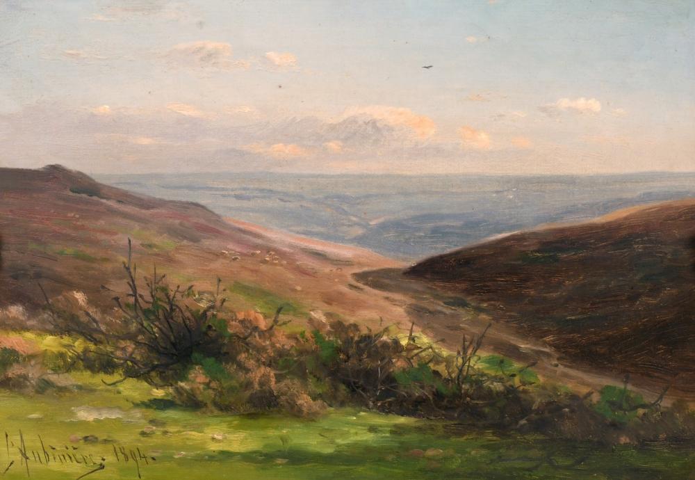 Georgina Martha de L'Aubiniere comparable auction result: georgina martha de l aubiniere 1848 1930 british a country landscape with hills beyond oil on canvas sign